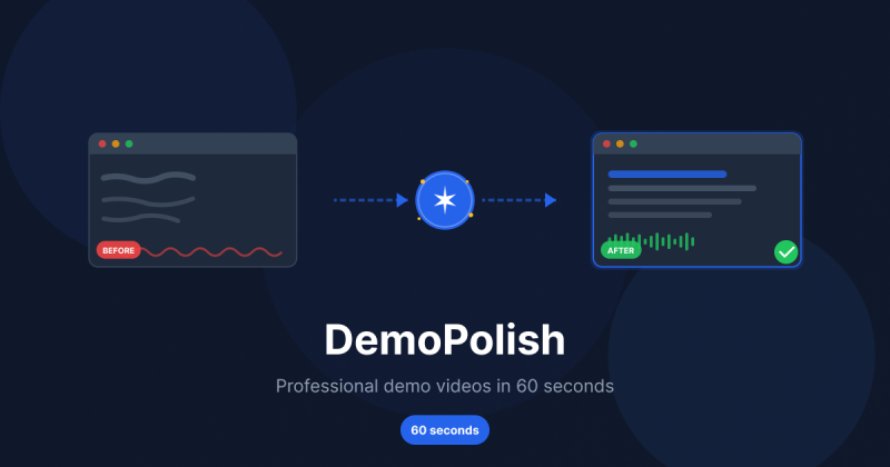 DemoPolish homepage screenshot, video AI tool