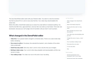 DemoPolish help center — screenshot of the video AI tool, 2026-10-01