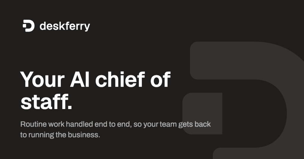 DeskFerry homepage screenshot, productivity & writing AI tool