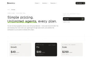 DeskFerry pricing page with plans and prices — screenshot of the productivity & writing AI tool, 2026-10-01