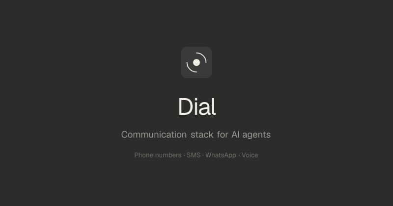 Dial homepage screenshot, coding AI tool