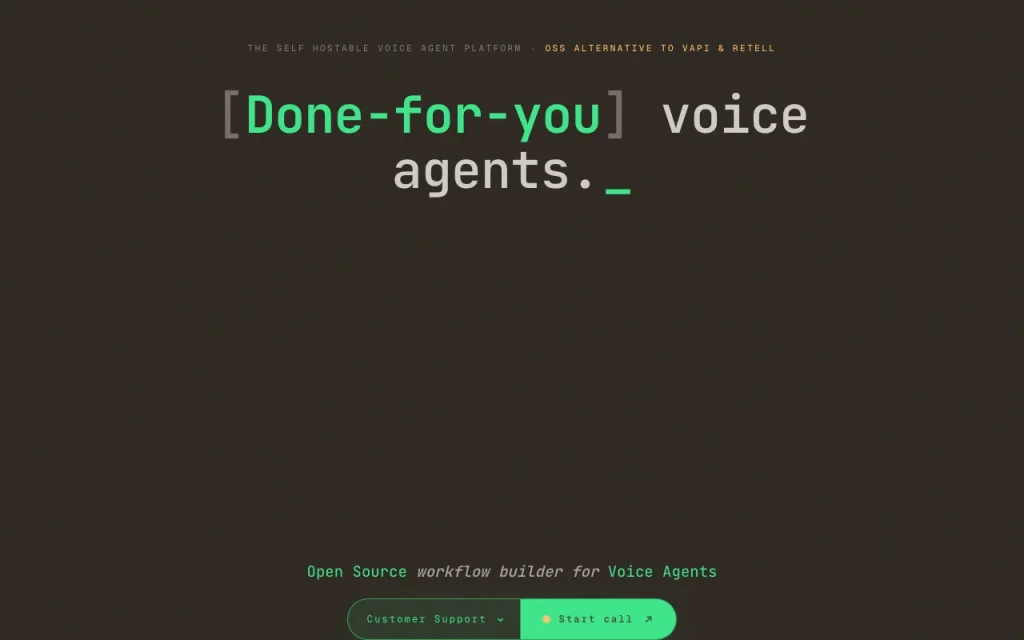 Dograh homepage — screenshot of the audio & voice AI tool, Oct 1, 2026