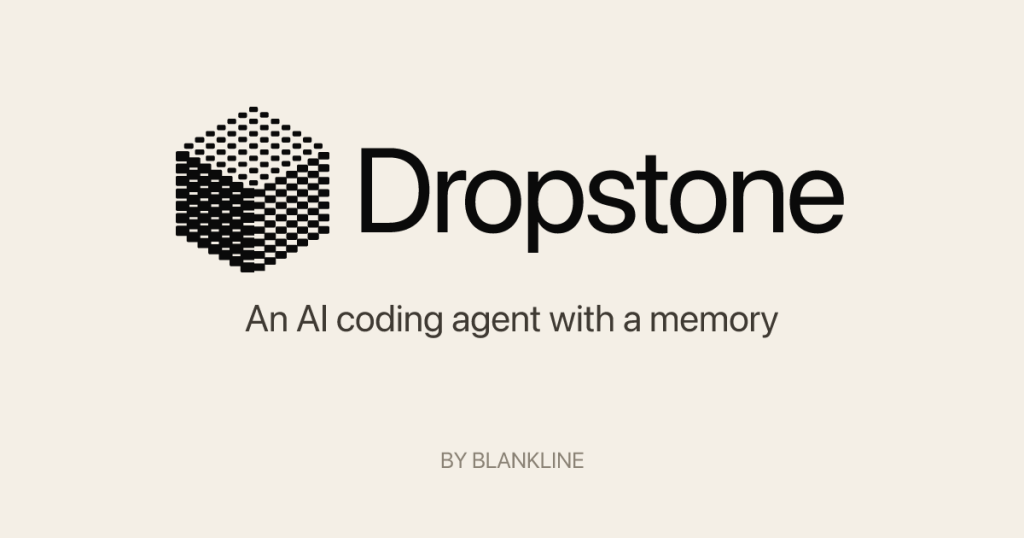 Captura de la página de inicio de Dropstone, herramienta de IA programación