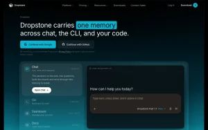 Dropstone homepage — screenshot of the coding AI tool, 2026-10-01