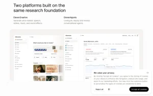 ElevenLabs homepage — screenshot of the audio & voice AI tool, 2026-10-01