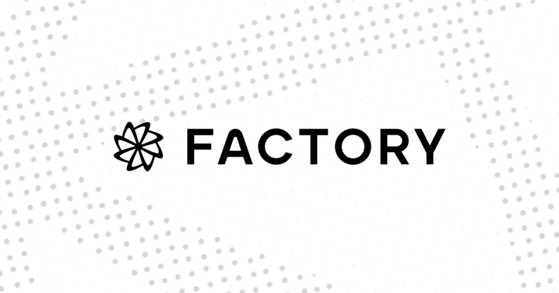 Factory homepage screenshot, coding AI tool
