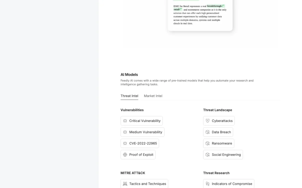 Feedly AI (formerly Leo) Startseite – Screenshot des KI-Tools recherche & suche, Oct 1, 2026