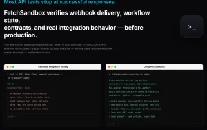 FetchSandbox homepage — screenshot of the coding AI tool, 2026-10-01