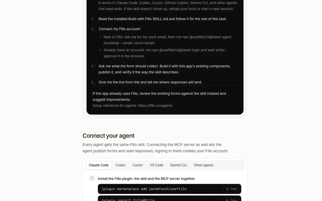 Fillo documentation — screenshot of the productivity & writing AI tool, Oct 1, 2026