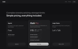 Flask pricing page with plans and prices — screenshot of the video AI tool, 2026-10-02