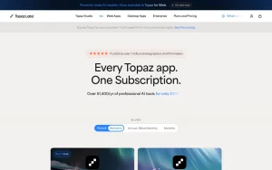 Topaz Gigapixel (formerly Gigapixel AI) pricing page with plans and prices — screenshot of the image generation AI tool, 2026-10-01