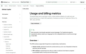 GitHub Copilot API documentation — screenshot of the coding AI tool, 2026-10-01