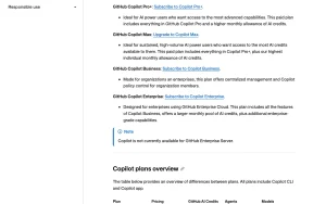 GitHub Copilot documentation — screenshot of the coding AI tool, 2026-10-01