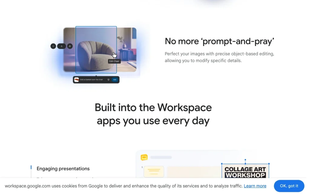 Google Pics homepage — screenshot of the image generation AI tool, Oct 1, 2026