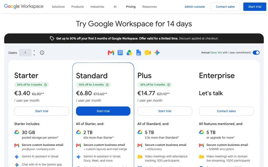 Google Pics pricing page with plans and prices — screenshot of the image generation AI tool, Oct 1, 2026