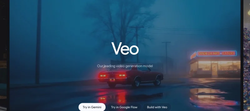 Veo 3.1 homepage screenshot, video AI tool