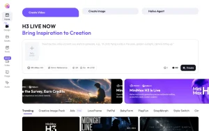Hailuo AI homepage — screenshot of the video AI tool, 2026-10-01