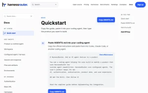HarnessRouter documentation — screenshot of the coding AI tool, 2026-10-01
