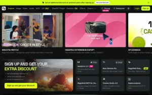 Higgsfield AI homepage — screenshot of the video AI tool, 2026-10-01