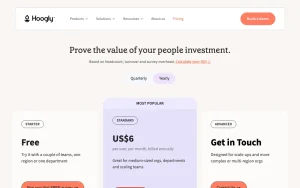 Hoogly pricing page with plans and prices — screenshot of the productivity & writing AI tool, 2026-10-01