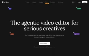 invideo homepage — screenshot of the video AI tool, 2026-10-01