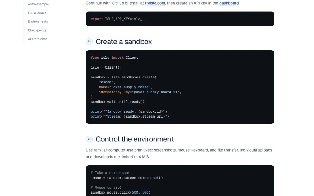 Isle documentation — screenshot of the coding AI tool, Oct 1, 2026