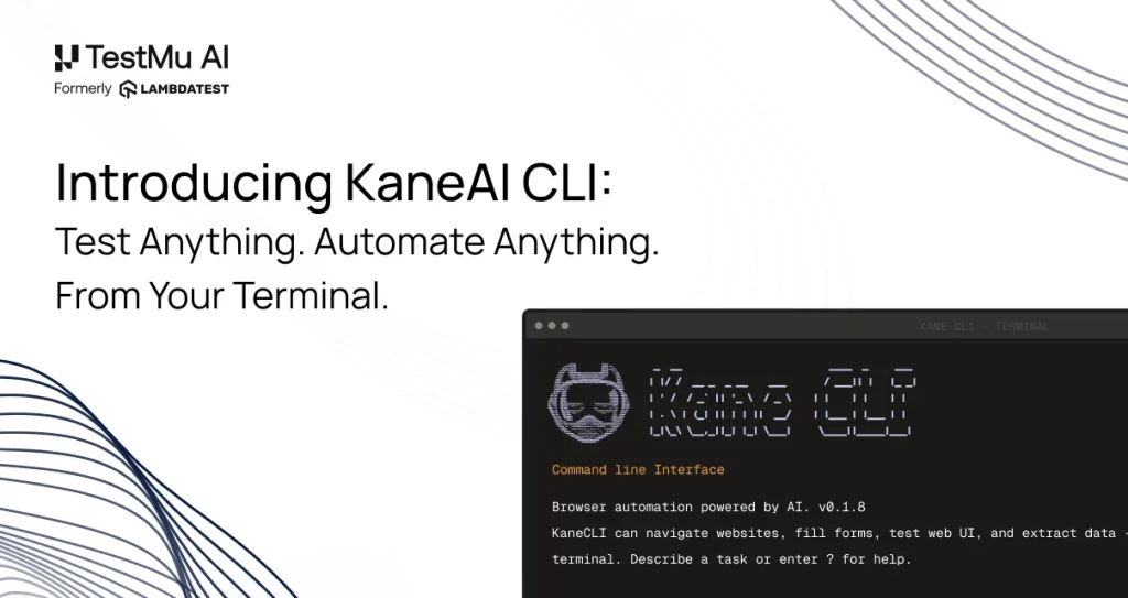 Captura de la página de inicio de Kane CLI (TestMu AI, formerly LambdaTest), herramienta de IA programación