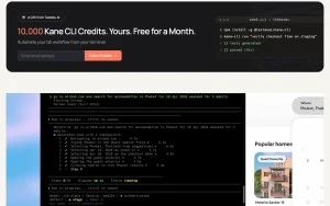 Kane CLI (TestMu AI, formerly LambdaTest) homepage — screenshot of the coding AI tool, 2026-10-01