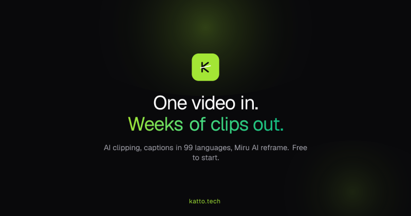 Katto Startseite, Screenshot, KI-Tool video