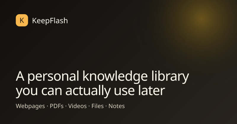 Captura de la página de inicio de KeepFlash, herramienta de IA investigación y búsqueda