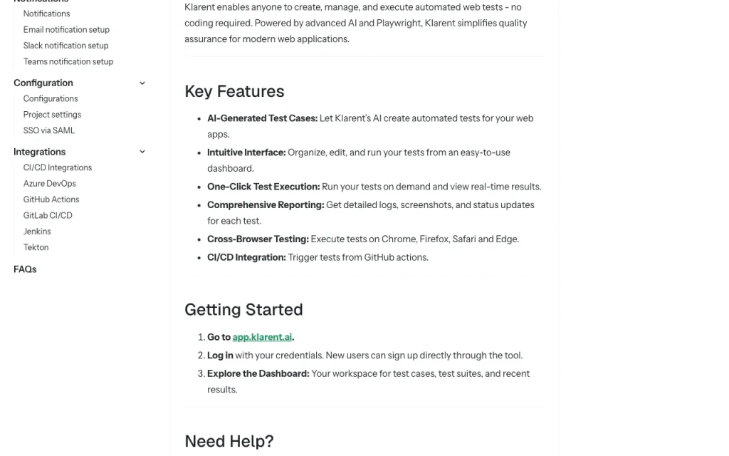 Klarent documentation — screenshot of the coding AI tool, Oct 1, 2026