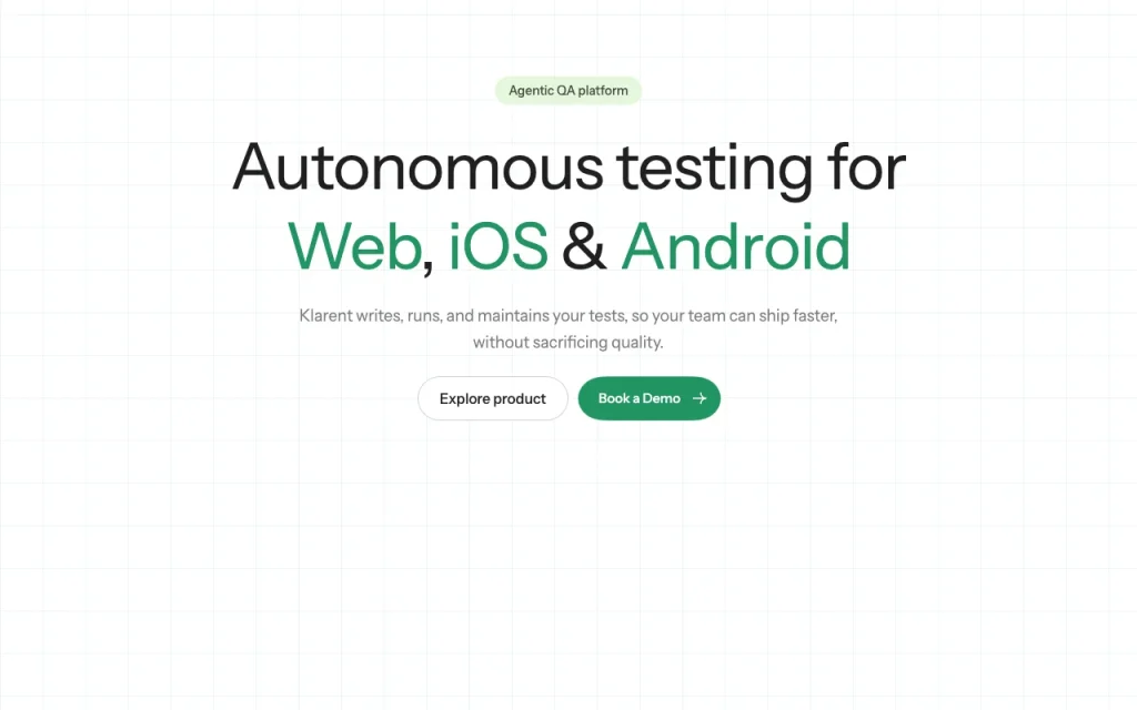 Klarent homepage — screenshot of the coding AI tool, Oct 1, 2026