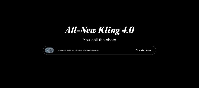 Kling AI homepage screenshot, video AI tool
