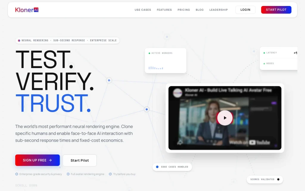 Kloner AI homepage — screenshot of the video AI tool, Oct 1, 2026