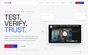 Kloner AI homepage — screenshot of the video AI tool, 2026-10-01