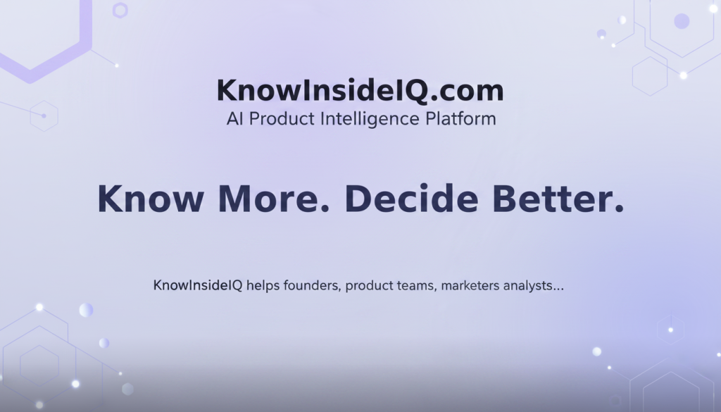 KnowInsideIQ homepage screenshot, research & search AI tool
