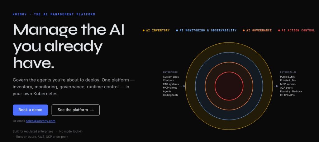 Kosmoy homepage screenshot, productivity & writing AI tool