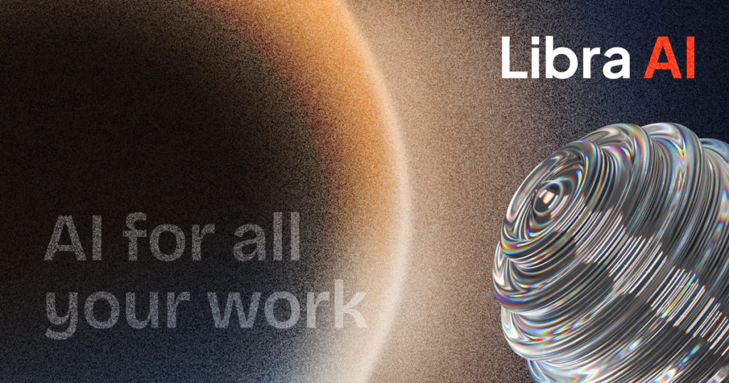 Capture d'écran de la page d'accueil de Libra, outil d'IA productivité et rédaction