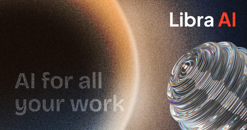 Libra captura de tela da página inicial, ferramenta de IA produtividade & escrita
