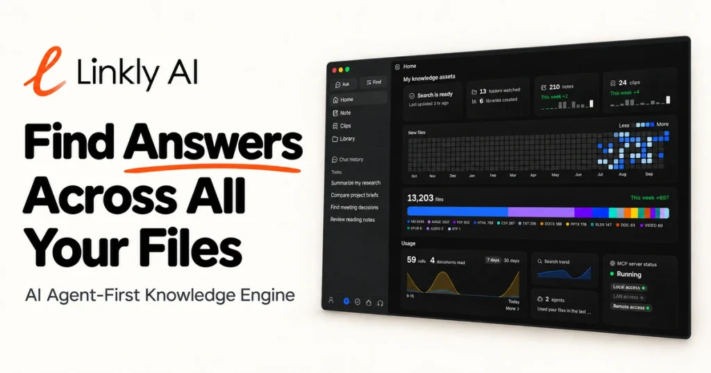 Linkly AI homepage screenshot, research & search AI tool