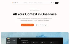 Linkly AI homepage — screenshot of the research & search AI tool, 2026-10-01