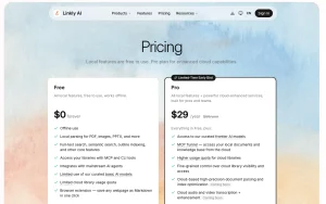 Linkly AI pricing page with plans and prices — screenshot of the research & search AI tool, 2026-10-01