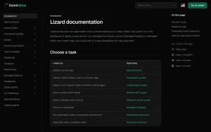 Lizard documentation — screenshot of the coding AI tool, 2026-10-01
