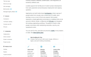 Lovable documentation — screenshot of the coding AI tool, 2026-10-01