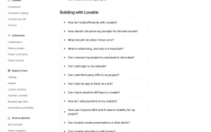 Lovable help center — screenshot of the coding AI tool, 2026-10-01