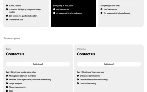 Luma pricing page with plans and prices — screenshot of the video AI tool, 2026-10-01