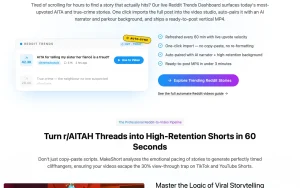 MakeShort.ai homepage — screenshot of the video AI tool, 2026-10-01