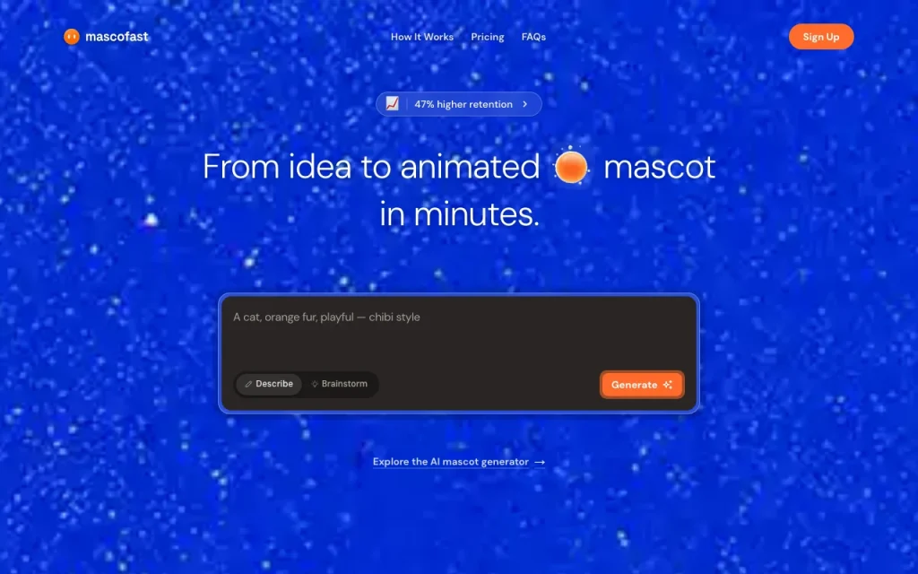 Mascofast Startseite – Screenshot des KI-Tools bilderzeugung, Oct 1, 2026