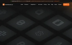MeetStream homepage — screenshot of the audio & voice AI tool, 2026-10-01