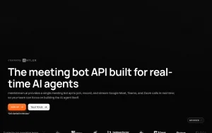 MeetStream homepage — screenshot of the audio & voice AI tool, 2026-10-01